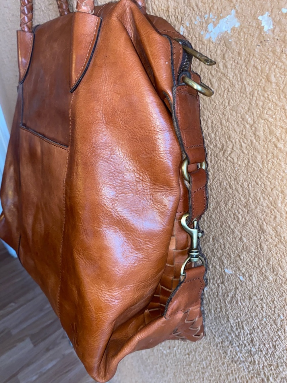 Large Patricia Nash Brown Woven Leather Shoulder Bag - Picture 8 of 12